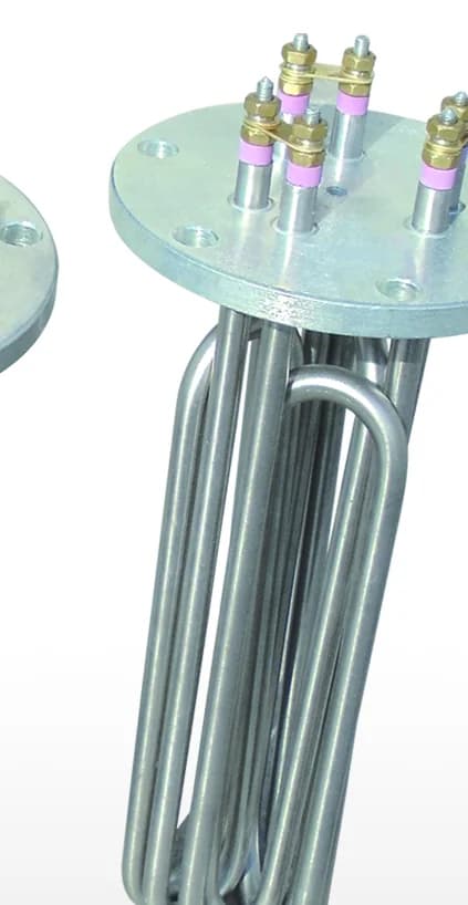 JGS flanged immersion heater bundle rated 3 to 45 kW at 380 V or 220 V